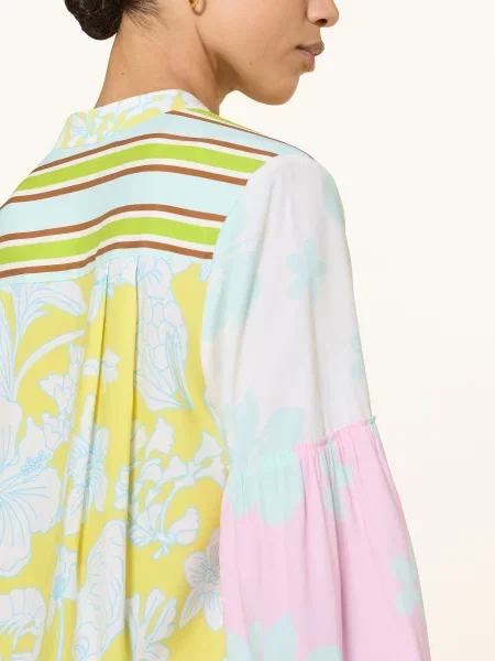 Herzens Hedvábná Halenka růžová neonově zelená žlutá
