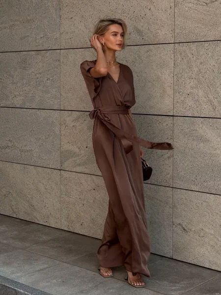 Макси платье Jadone Fashion коричневое