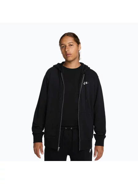 Mikina Nike Club FZ Hoodie black/black/white bílá