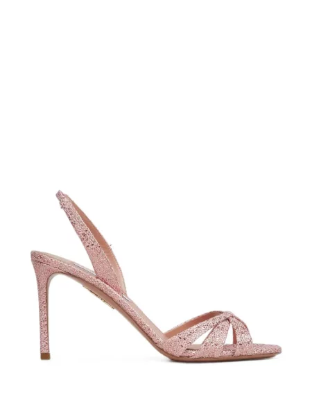 Pantofi cu toc Aquazzura cu bretele roz