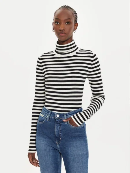 Calvin Klein Jeans Bluză cu gât negru