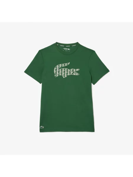 Lacoste T-Shirt Z Okrągłym Dekoltem Z Nadrukiem Relaxed Fit zielony