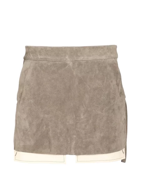 Fusta mini Rick Owens din piele de căprioară gri