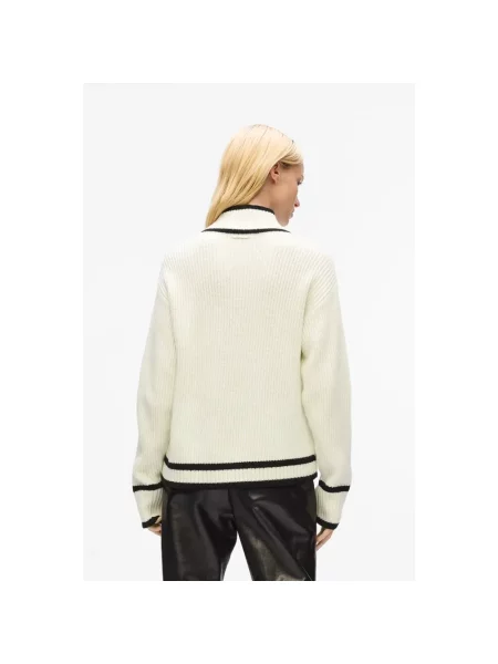 Sweter Karl Lagerfeld wełniany pleciony z logo biały