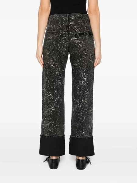 Blugi boyfriend Coperni de cristal negru