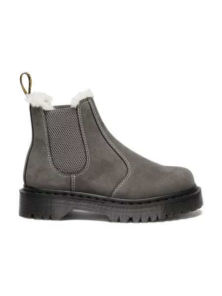 Велурени боти челси Dr. Martens Bex Fur Lined с платформа с лека изолация сиво