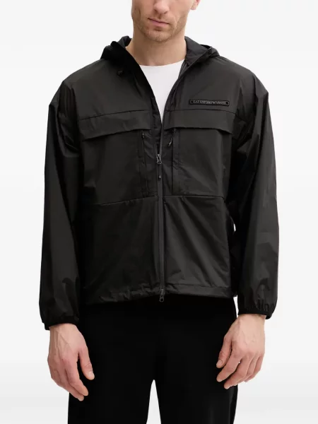 Geacă de vânt Ea7 Emporio Armani cu glugă cu autograf negru