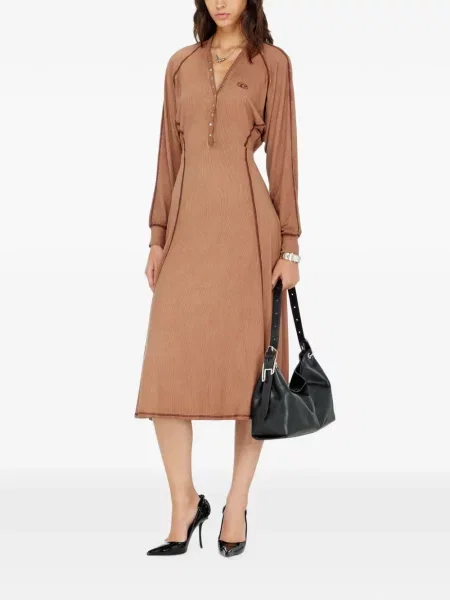 Rochie midi Diesel din jerseu maro