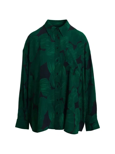 Cămașă Essentiel Antwerp cu imagine cu imprimeu tropical verde