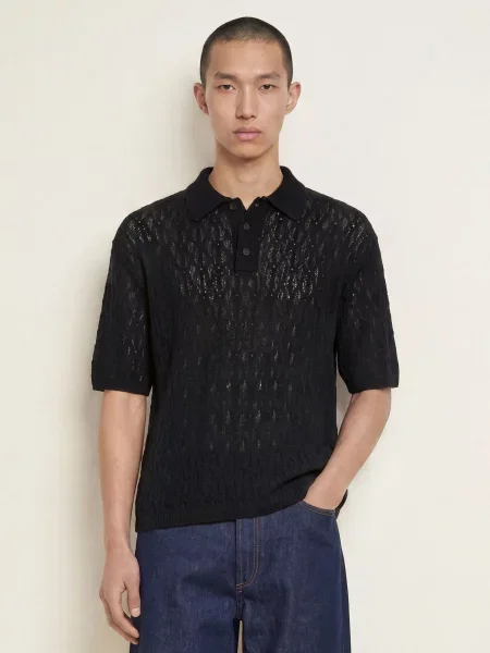 Allsaints Pletená Polokošile Cyclone černá