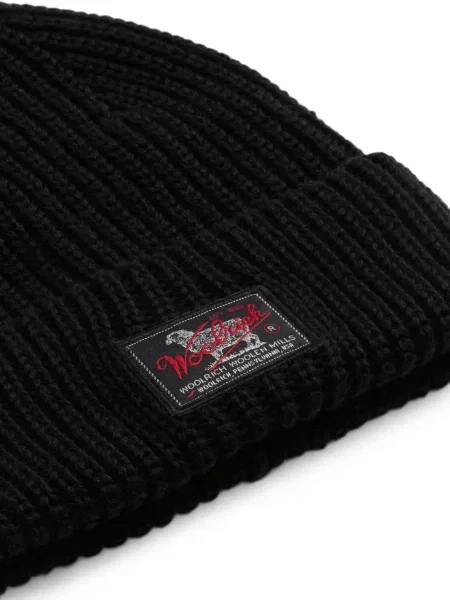 Căciulă Woolrich tricotate cu autograf negru