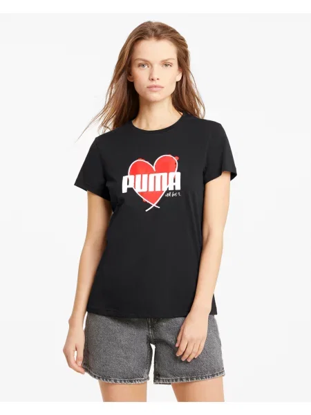 Tricou Puma cu motiv cu inimi negru