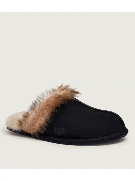 UGG De piele papuci de casă Scuffette | shearling cu adaos de lână negru