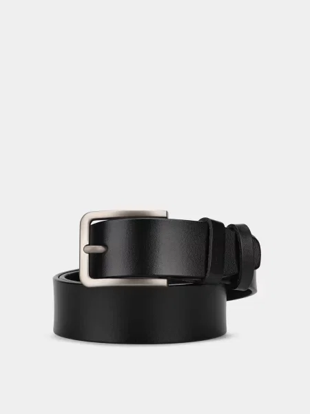 Кожаный ремень Braska с ремешками черный