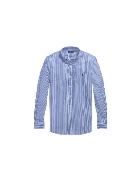 Koszula Polo Ralph Lauren w paski z paskiem popelinowa niebieska