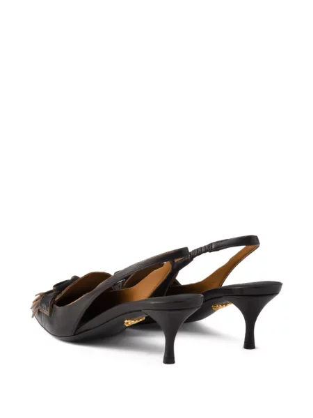 Pantofi cu toc Prada cu funde din piele negru