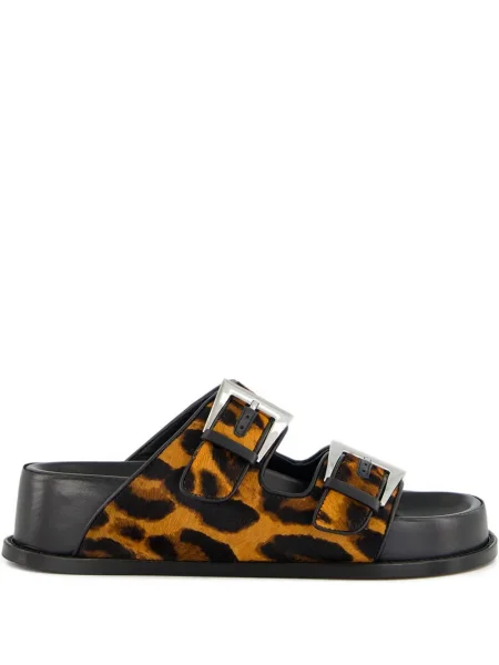 Sandale Paris Texas fără toc cu imagine cu model leopard maro