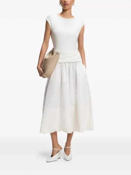 Rochie midi Boss cu volane alb
