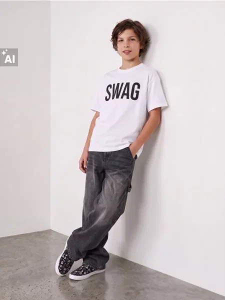 Sinsay tričko oversized s nápisem SWAG bílá