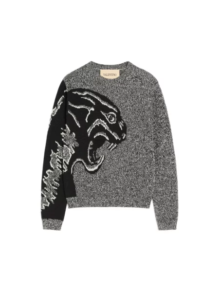Lniany sweter Valentino szary