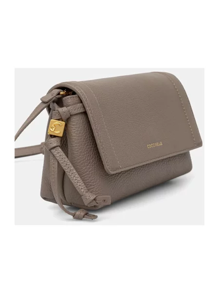 Coccinelle torebka crossbody skórzana beżowa