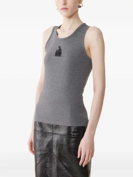 Top Lanvin cu broderie din jerseu gri