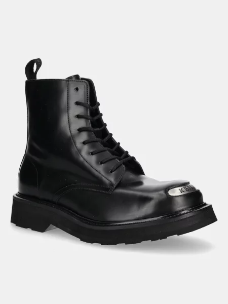 Кожени туристически обувки Kenzo Smile Lace Up Boots мъжки черно