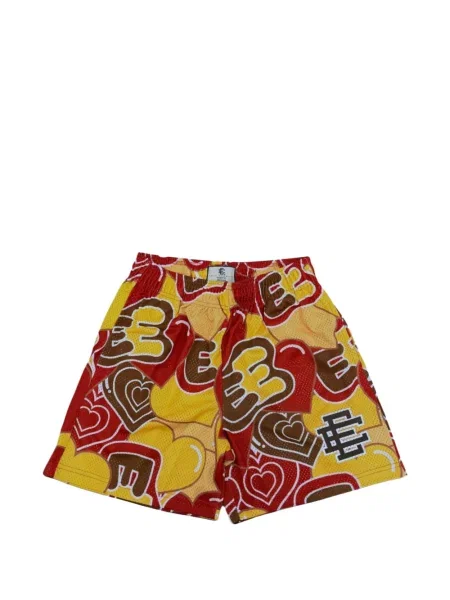Pantaloni scurți Eric Emanuel cu imagine plasă cu motiv cu inimi galben
