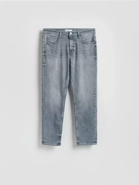 Reserved Blugi slim cu efect prespălat deschis gri