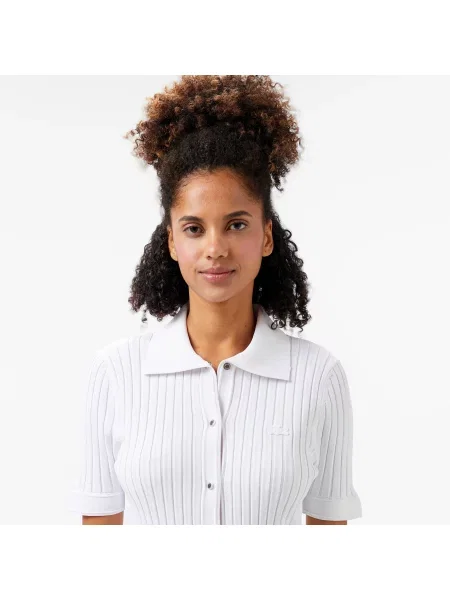 Lacoste Sweter Z Krótkim Rękawem biały