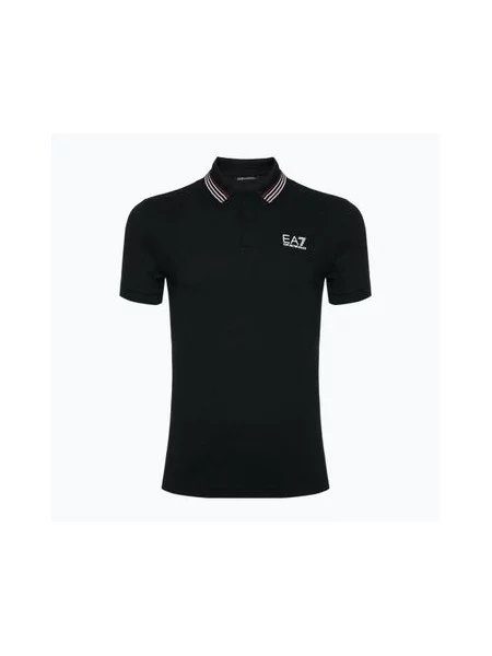 Клетчатая гольф футболка Ea7 Emporio Armani черная