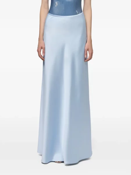 Fusta maxi Atu Body Couture din satin albastru