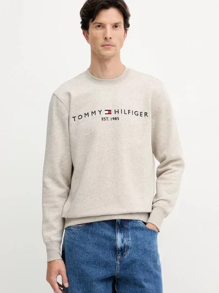 Tommy Hilfiger pulover z bombažem bež
