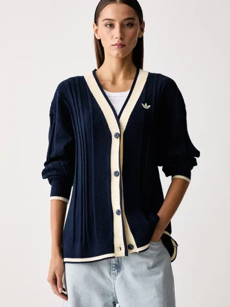 Πουλόβερ adidas Cable Knit Cardigan Night Indigo M μπλε