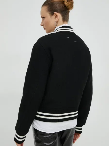 Vlněná bomber bunda Filling Pieces přechodná oversize černá