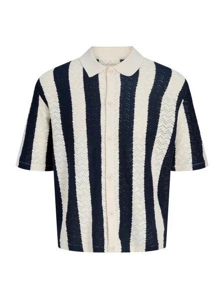 JACK & JONES Košile JORTYLER krémová / tmavě modrá