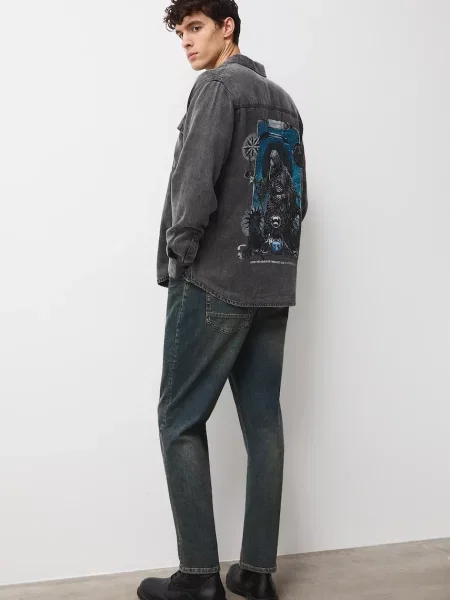 Džínová košile Medicine relaxed s klasickým límcem šedá