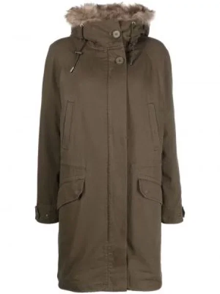 Parka Yves Salomon z kapturem zielona