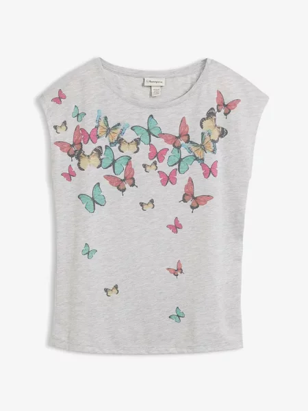 T-shirt z miękkiej mieszanki szara