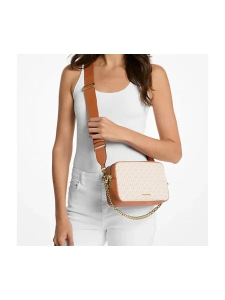 MICHAEL Michael Kors Taška cez rameno tmavobéžová / koňaková / pastelovo žltá béžová