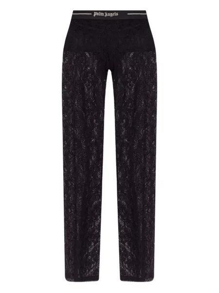 Панталон Palm Angels на цветя с дантела черно