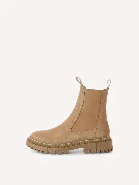 Velurové chelsea boots Tamaris béžové