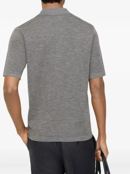 Tricou polo Burberry de lână gri