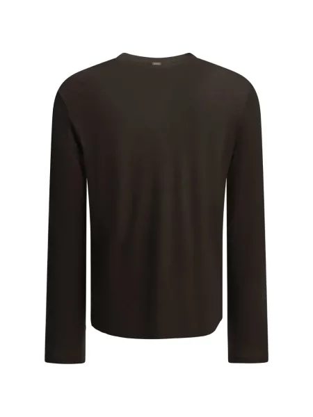 Pulover Herno cu broderie cu decolteu rotund maro