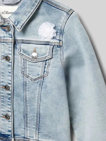 Kurtka jeansowa o kroju regular fit z efektem Garment Dye i kwiatową aplikacją S.oliver Red Label niebieska