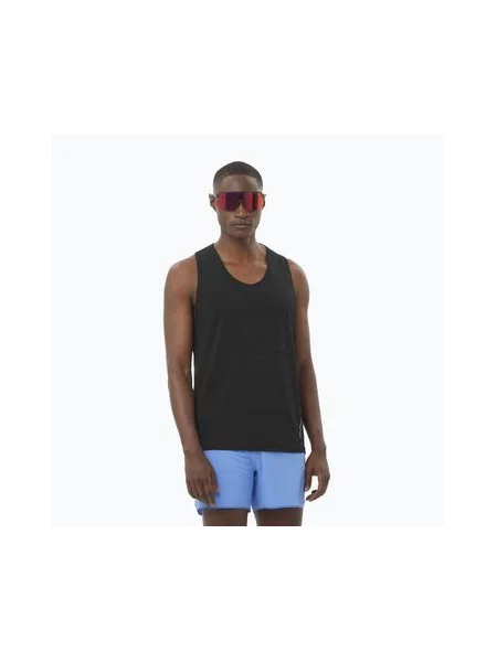 Бігова майка Salomon Sense Aero Singlet GFX глибокого кольору чорного