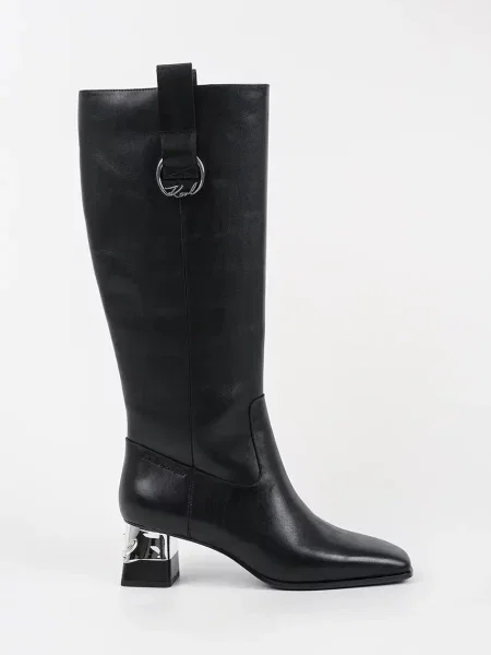 Кожени ботуши Karl Lagerfeld KAYLA с дебел черно