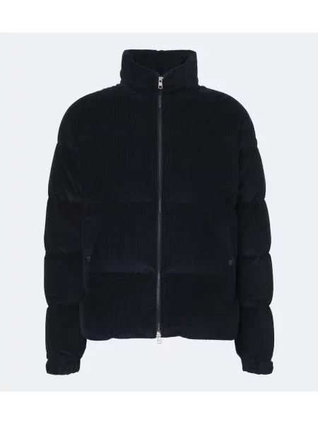 Geacă cu puf Moncler de catifea cord albastru