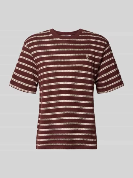 Strukturalny t-shirt z haftowanym logo na piersi Review