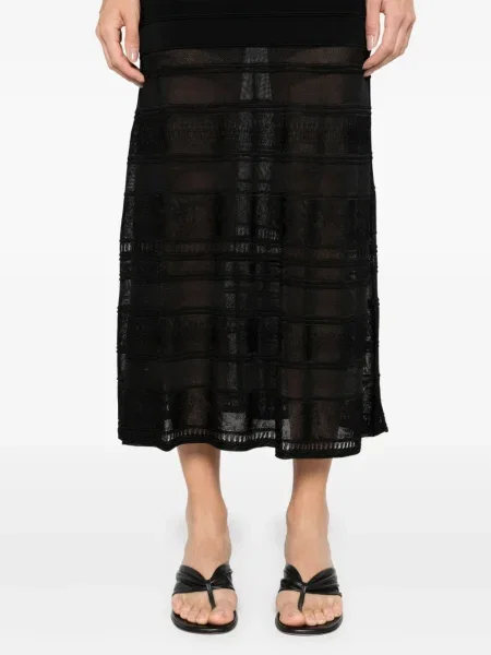 Fustă midi Sandro tricotate până la genunchi negru